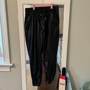 Blank NYC Black Faux Leather Joggers